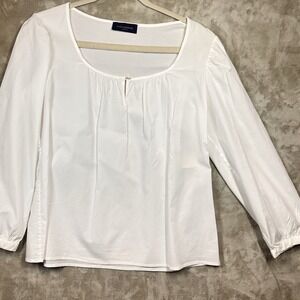 Piazza Sempione White Long Sleeve Blouse Top Minimalist Made in Italy Size L